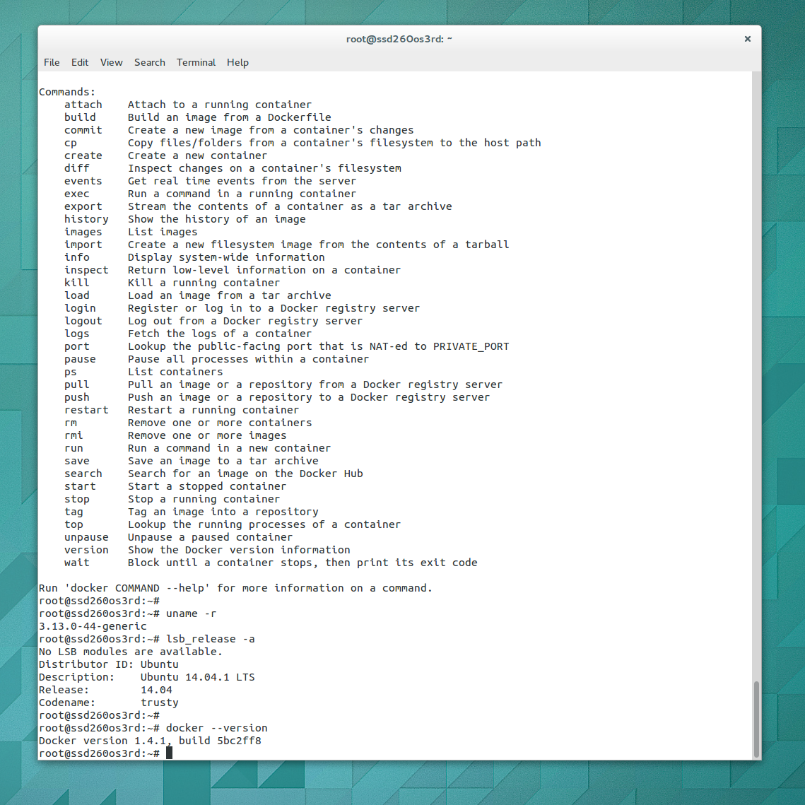 Click to view larger image in new window. Docker Commands List and Versions Kernel Ubuntu